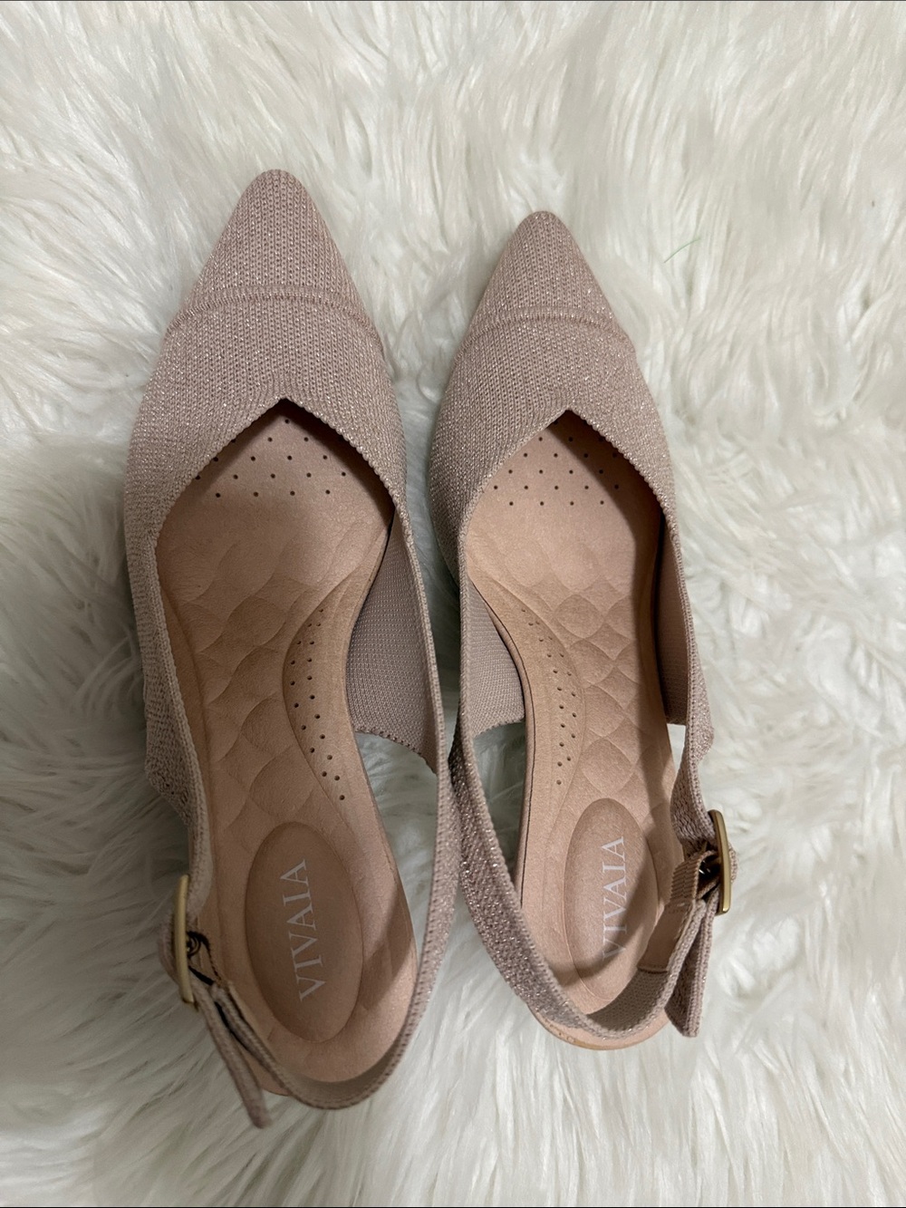 VIVAIA Pointed Slingback kitten heels sandals in Blush